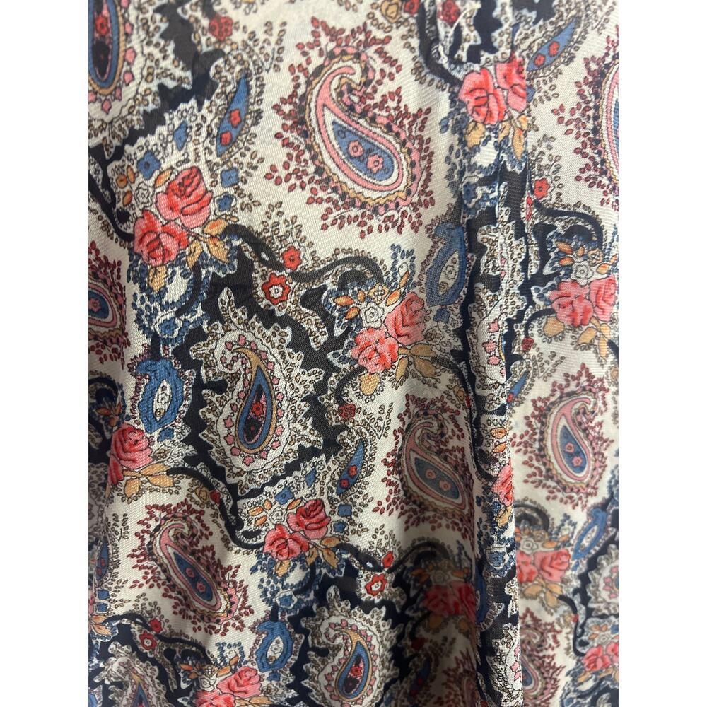 Amang NY Sheer Vibrant Paisley Print Boho Flowy Blouse - Picture 2 of 8
